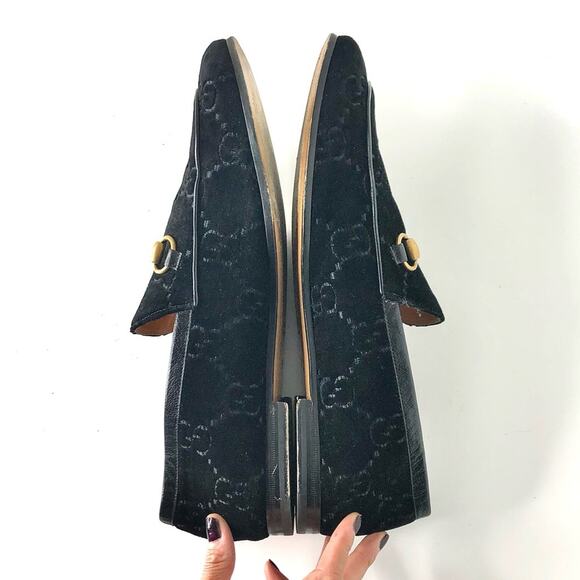 Gucci Jordaan Horsebit GG Black Velvet Loafers Men’s 9.5 - Picture 6 of 12
